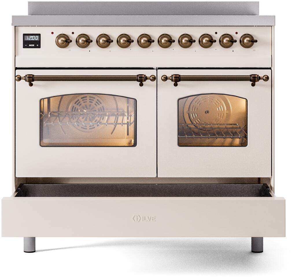 Nostalgie II 40 Inch Electric Freestanding Range in Antique White with Bronze Trim