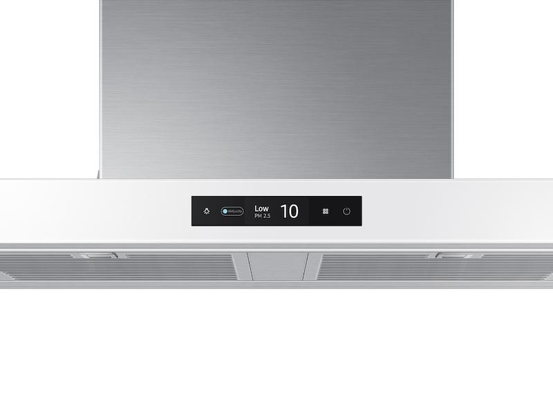30" Bespoke Smart Wall Mount Hood with LCD Display in Clean White