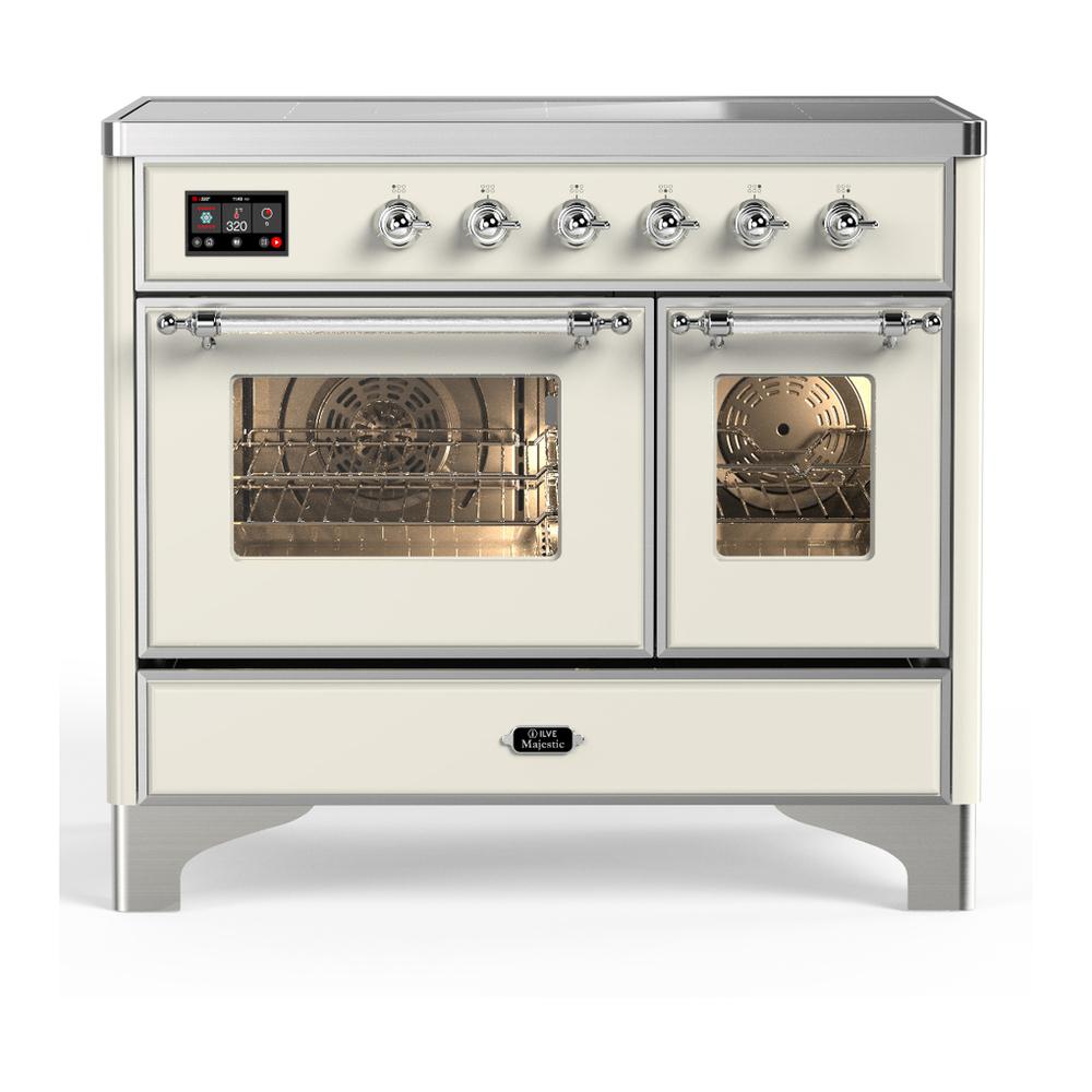 ILVE UMDIB40NR3AWC Majestic III 40 inch Induction Range with 6 Elements, 3.82 cu. ft. Total Oven Capacity (Triple Glass Door, Antique White, Chrome)