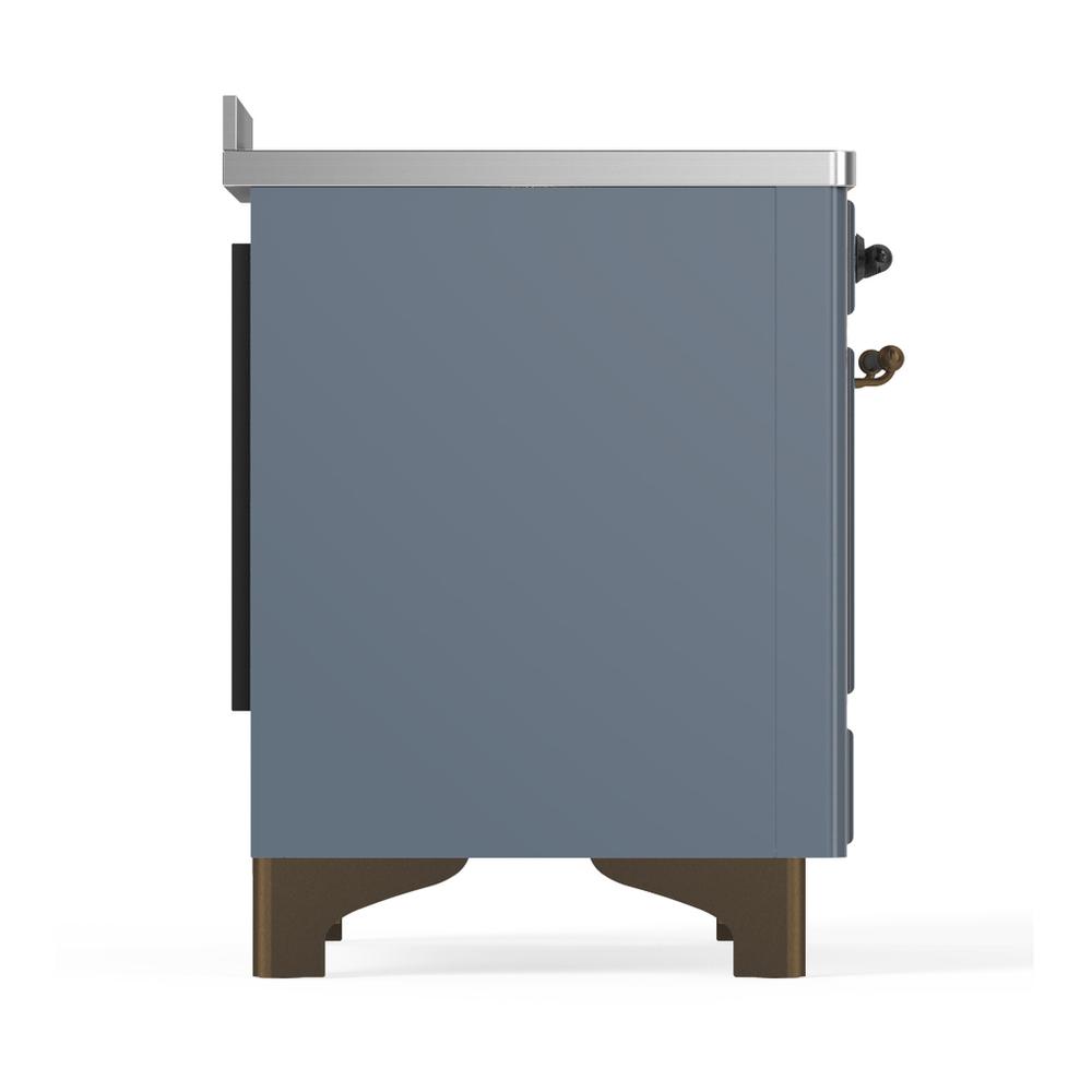ILVE UMIB48QNR3BGB Majestic III 48 inch Induction Range with 6 Elements, 5.02 cu. ft. Total Oven Capacity (Solid Door, Blue Grey, Burnished)