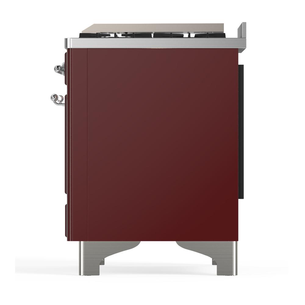 ILVE UMD40FQNR3BUCLP Majestic III 40 inch Dual Fuel Range with 6 Burners and Griddle, Dual Function Burner up to 25,000 BTU (Liquid Propane, Solid Door, Burgundy, Chrome)
