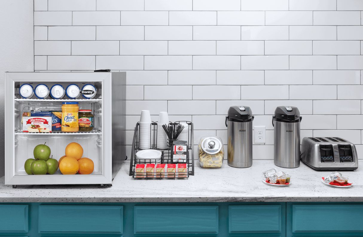 Danby 1.6 cu. ft. Compact Glass Door Fridge in Platinum