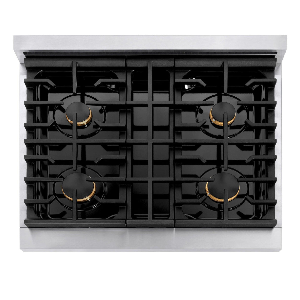 ZLINE Autograph Edition 30 in. 4.2 cu. ft. 4 Burner Gas Range with Convection Gas Oven in Stainless Steel and Champagne Bronze Accents (SGRZ-30-CB)