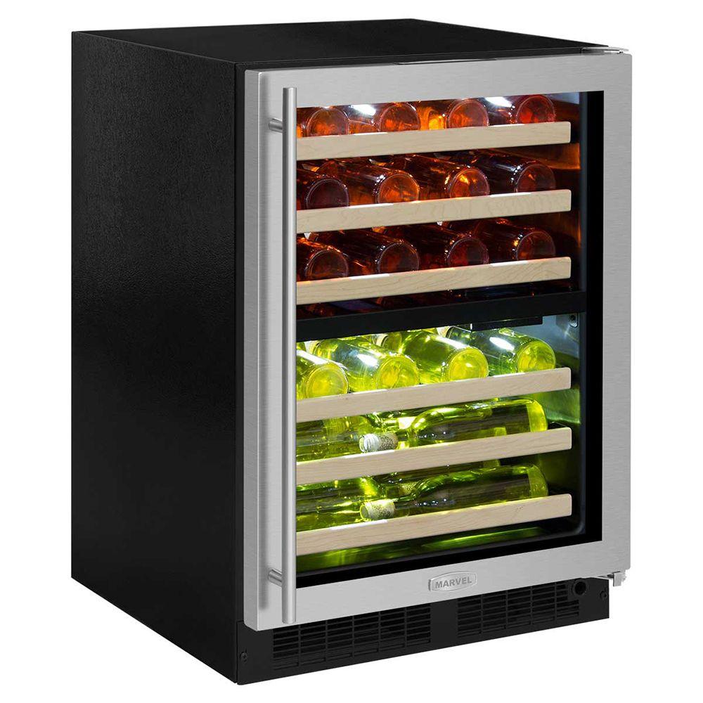 24-In Built-In High Efficiency Dual Zone Wine Refrigerator with Door Style - Stainless Steel Frame Glass, Door Swing - Right