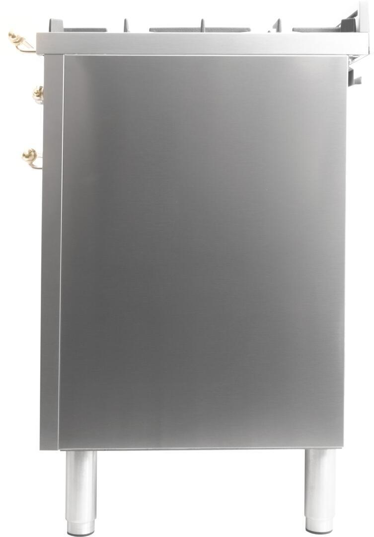 Nostalgie 30 Inch Dual Fuel Natural Gas Freestanding Range in Stainless Steel with Brass Trim