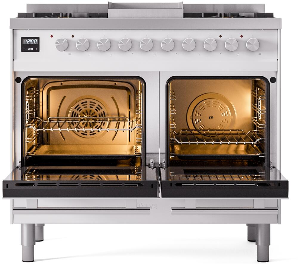 Professional Plus II 40 Inch Dual Fuel Natural Gas Freestanding Range in White with Trim