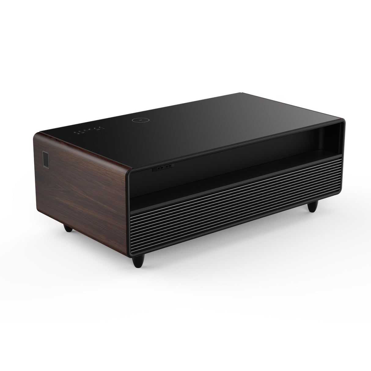 Forno Evoluto Tavolo 51-Inch Smart Coffee Table with Wood-Accent Sides - Dual Cooling Zones, Wireless Charging Pad & Built-In Bluetooth Speakers