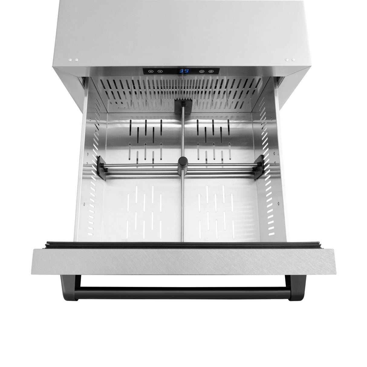 ZLINE Autograph Edition 24 in. Touchstone 168 Can Outdoor-Rated Dual Refrigerator Drawer with DuraSnow' Stainless Steel Doors and Matte Black Handles (RDSOZ-SN-24-MB)