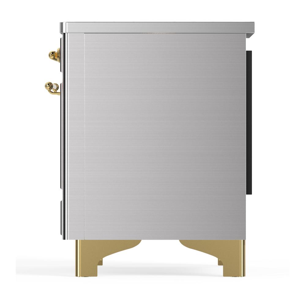 ILVE UMIB36NR3SSG Majestic III 36 inch Induction Range with 6 Elements, 3.5 cu. ft. Total Oven Capacity (Triple Glass Door, Stainless Steel, Brass)