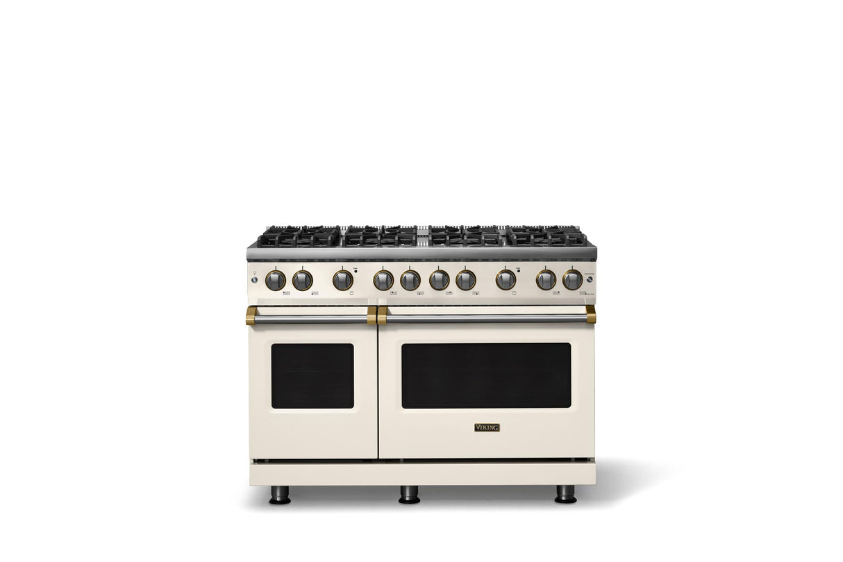 48"W. Sealed Burner Gas Range (Burner: 8b, Finish: Pure White, Trim: Brushed Brass, Fuel: Natural Gas)
