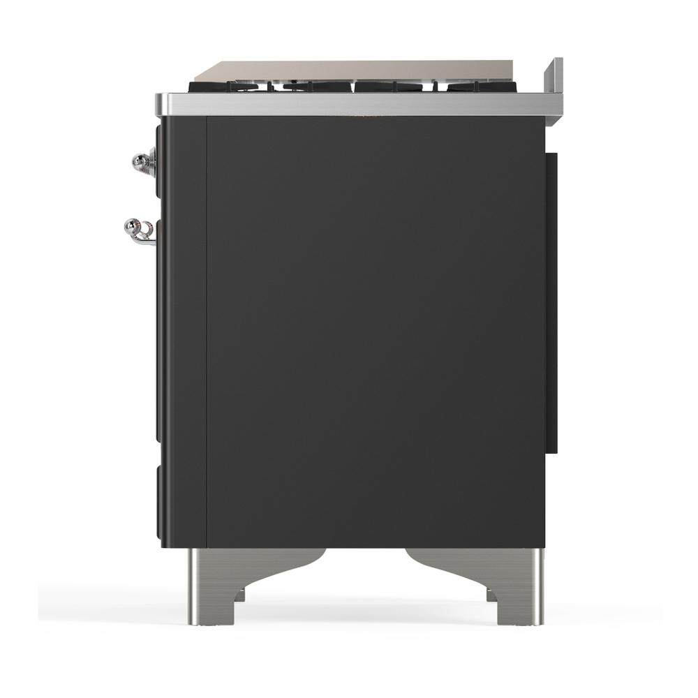 ILVE UM60FSNR3MGCLP Majestic III 60 inch Dual Fuel Range with 7 Burners, Griddle and French Top, Dual Function Burner with up to 25,000 BTU (Liquid Propane, Triple Glass Door, Graphite Matte, Chrome)