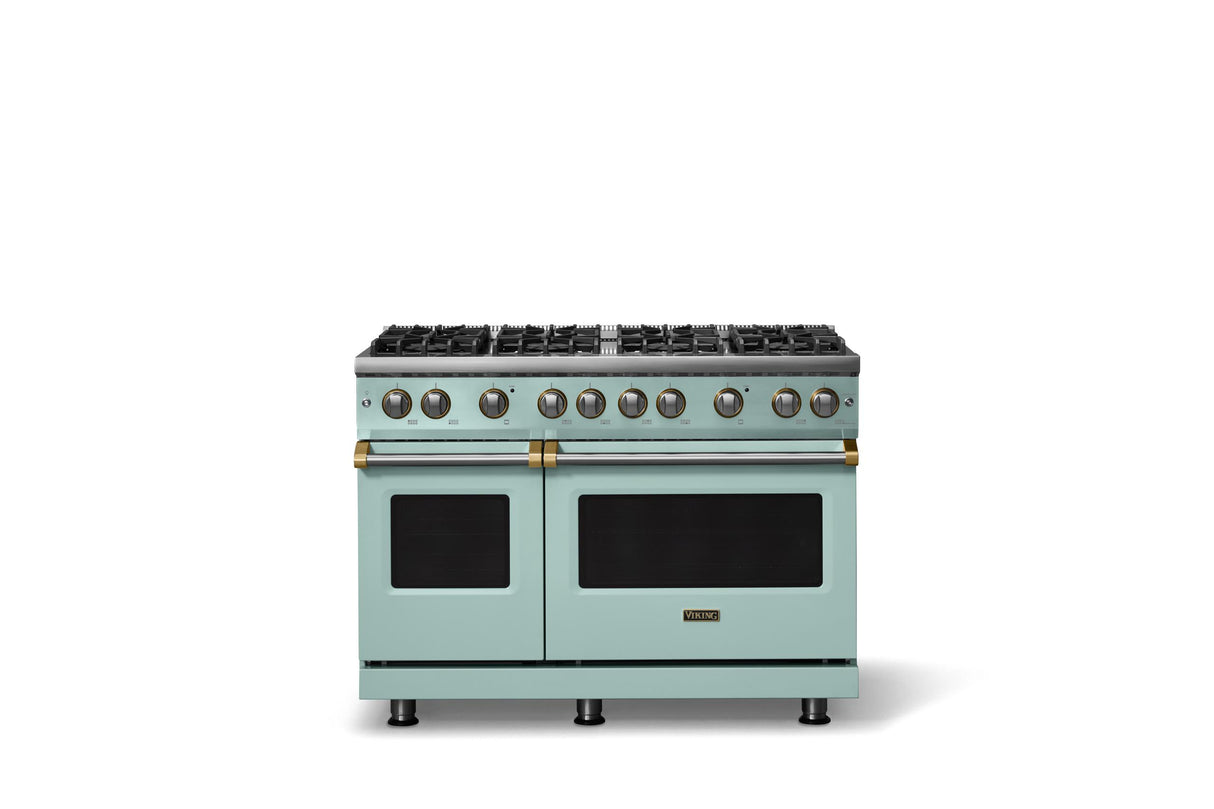 48"W. Sealed Burner Gas Range (Burner: 8b, Finish: Splash, Trim: Brushed Brass, Fuel: Natural Gas)