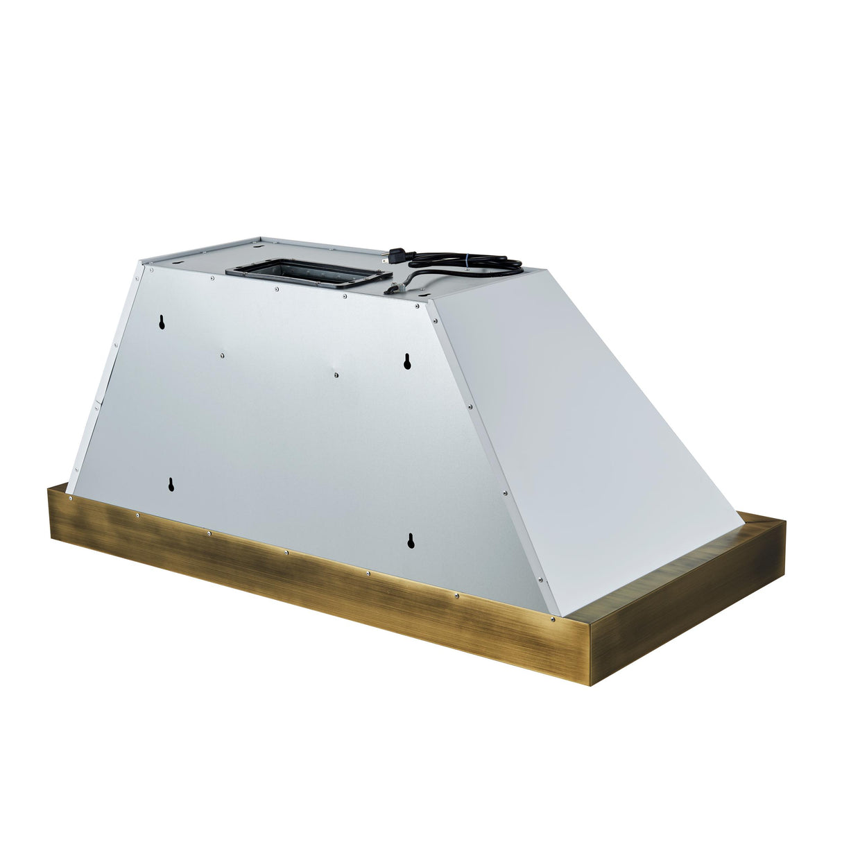 Forno Vittorio 48-Inch Wall Mount Range Hood, White with Antique Brass Trim, 600 CFM Airflow, Dishwasher-Safe Baffle Filters, Remote Control, 3-Speed Fan, Bright LED Lighting