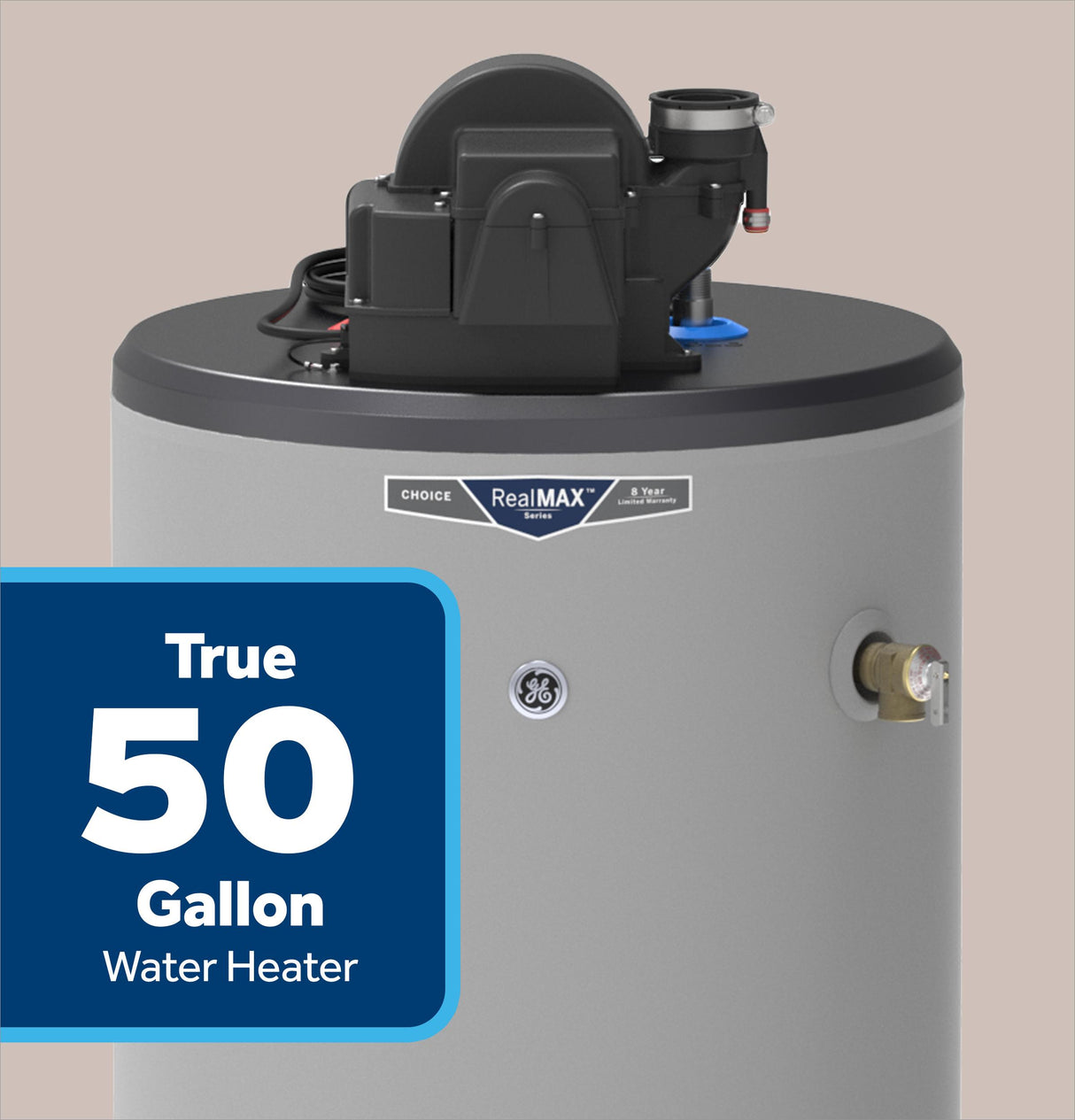 GE RealMAX Choice 50-Gallon Short Liquid Propane Power Vent Water Heater