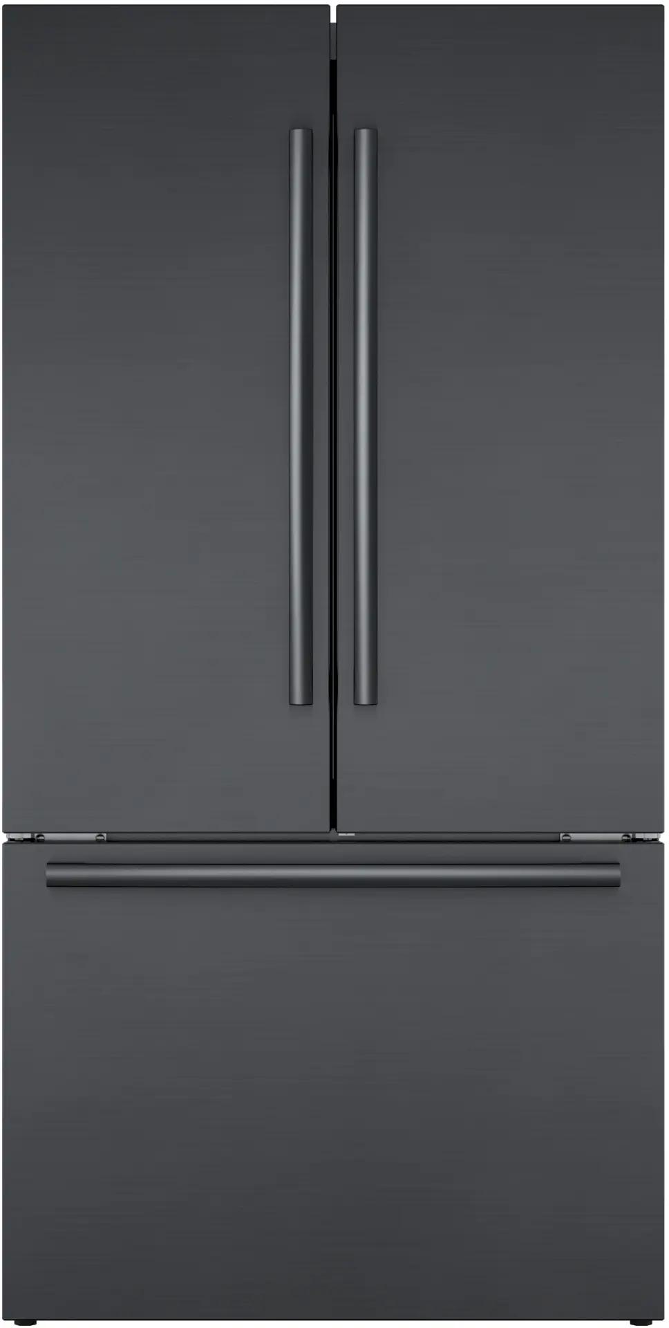 800 Series French Door Bottom Mount Refrigerator 36" Black Stainless Steel