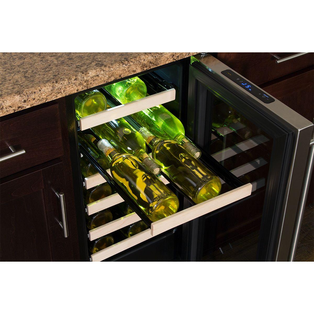 15-In Built-In High Efficiency Single Zone Wine Refrigerator with Door Style - Stainless Steel Frame Glass, Door Swing - Right