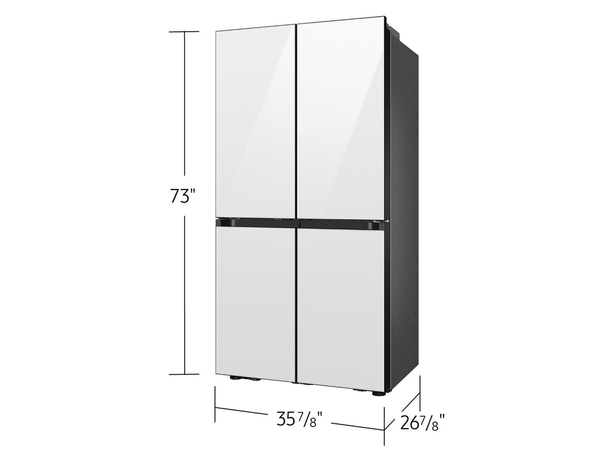 Bespoke 22 cu. ft. Counter Depth 4-Door French Door Refrigerator with Zero Clearance Fit & Food Showcase Door in White Glass