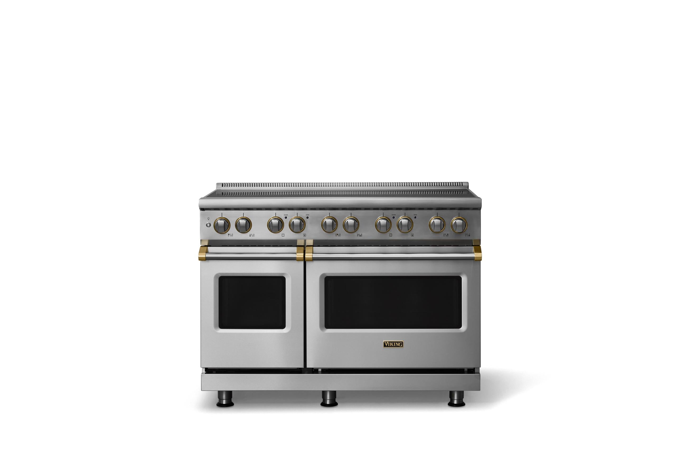 48"W. Induction Range (Finish: Stainless Steel, Trim: Brushed Brass)