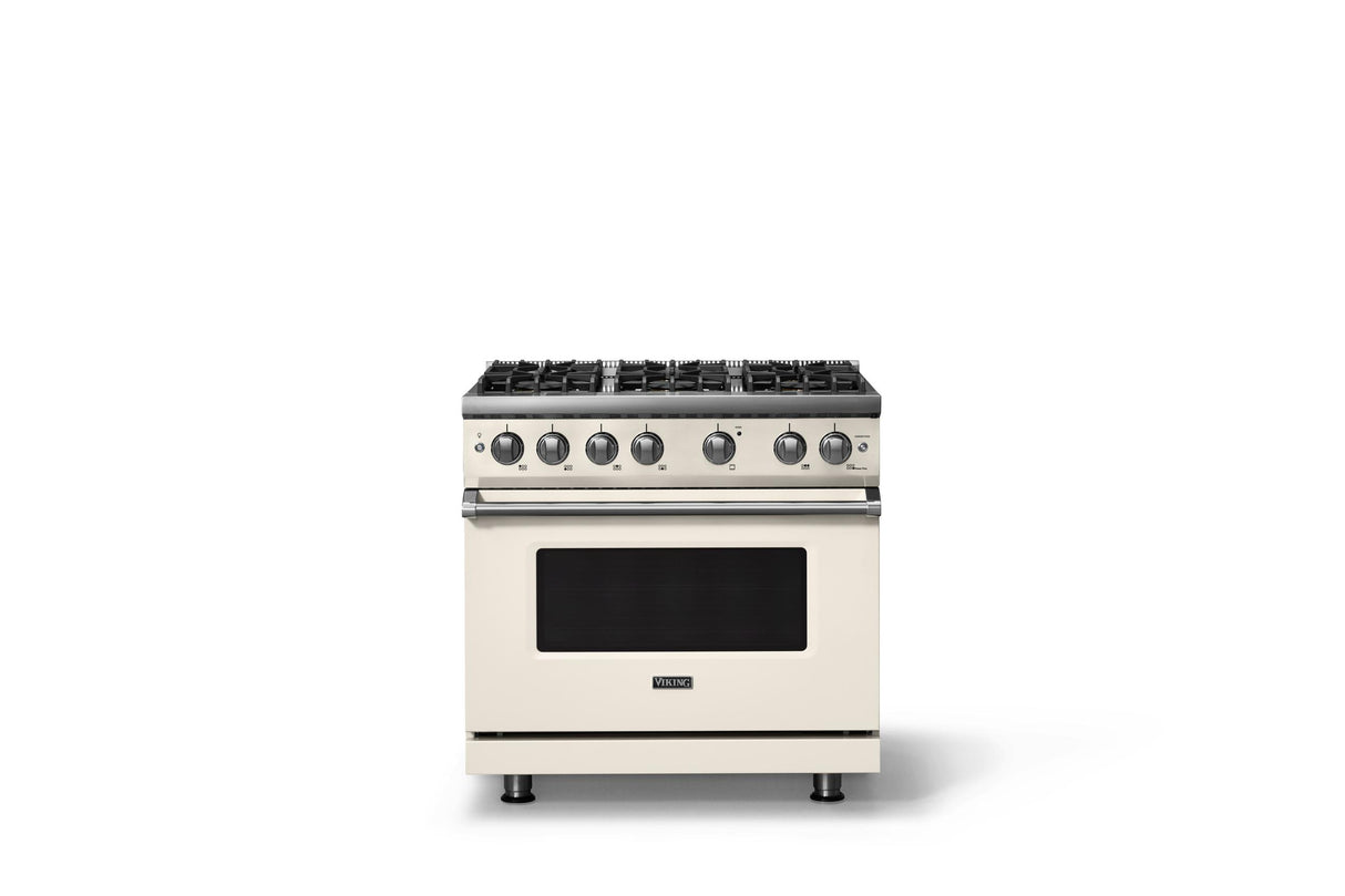 36"W. Sealed Burner Gas Range (Burner: 6b, Finish: Pure White, Trim: Polished Chrome, Fuel: Propane)