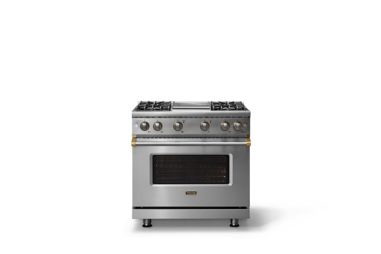 36"W. Sealed Burner Gas Range (Burner: 4g, Finish: Stainless Steel, Trim: Polished Chrome, Fuel: Propane)