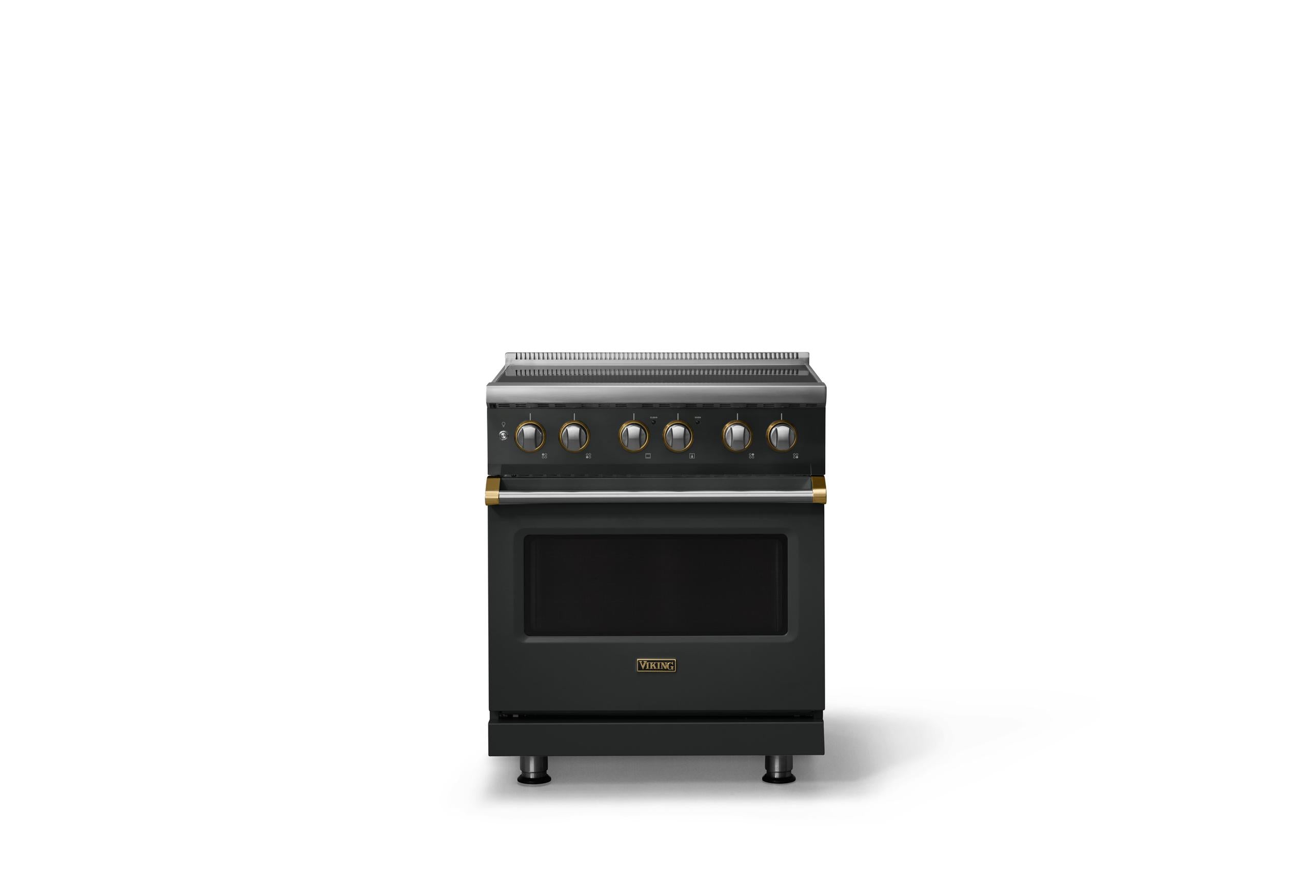 30"W. Induction Range (Finish: Antique Bronze, Trim: Brushed Brass)