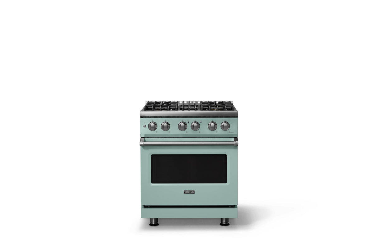 30"W. Dual Fuel Range (Finish: Splash, Trim: Polished Chrome, Fuel: Natural Gas)