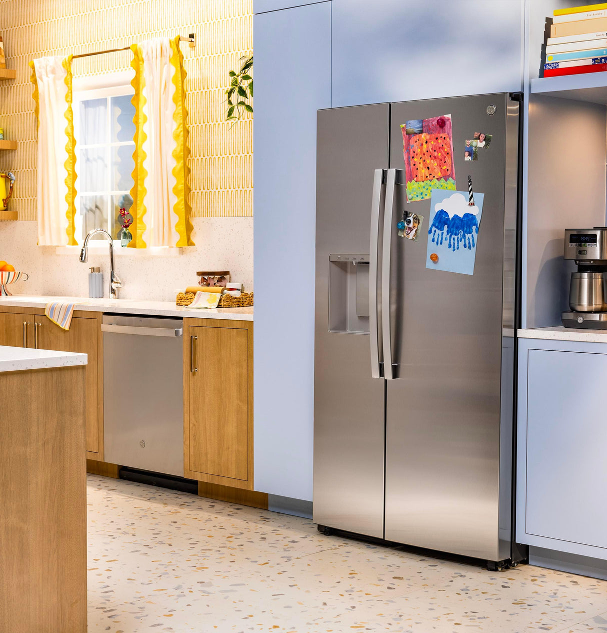 GE® ENERGY STAR® 27.9 Cu. Ft. Side-By-Side Refrigerator with Extra Tall Dispenser and In-Door Icemaker