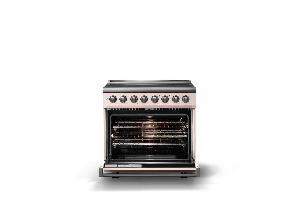 36"W. Induction Range (Finish: Blush, Trim: Polished Chrome)