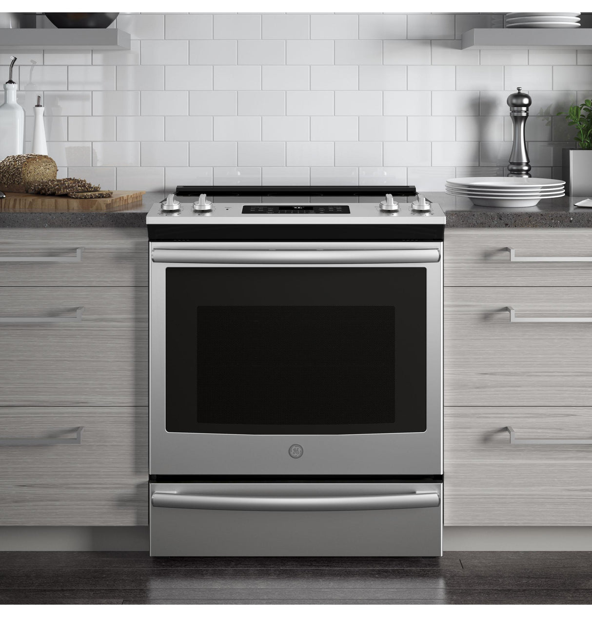 GE® 30" Slide-In Electric Convection Range