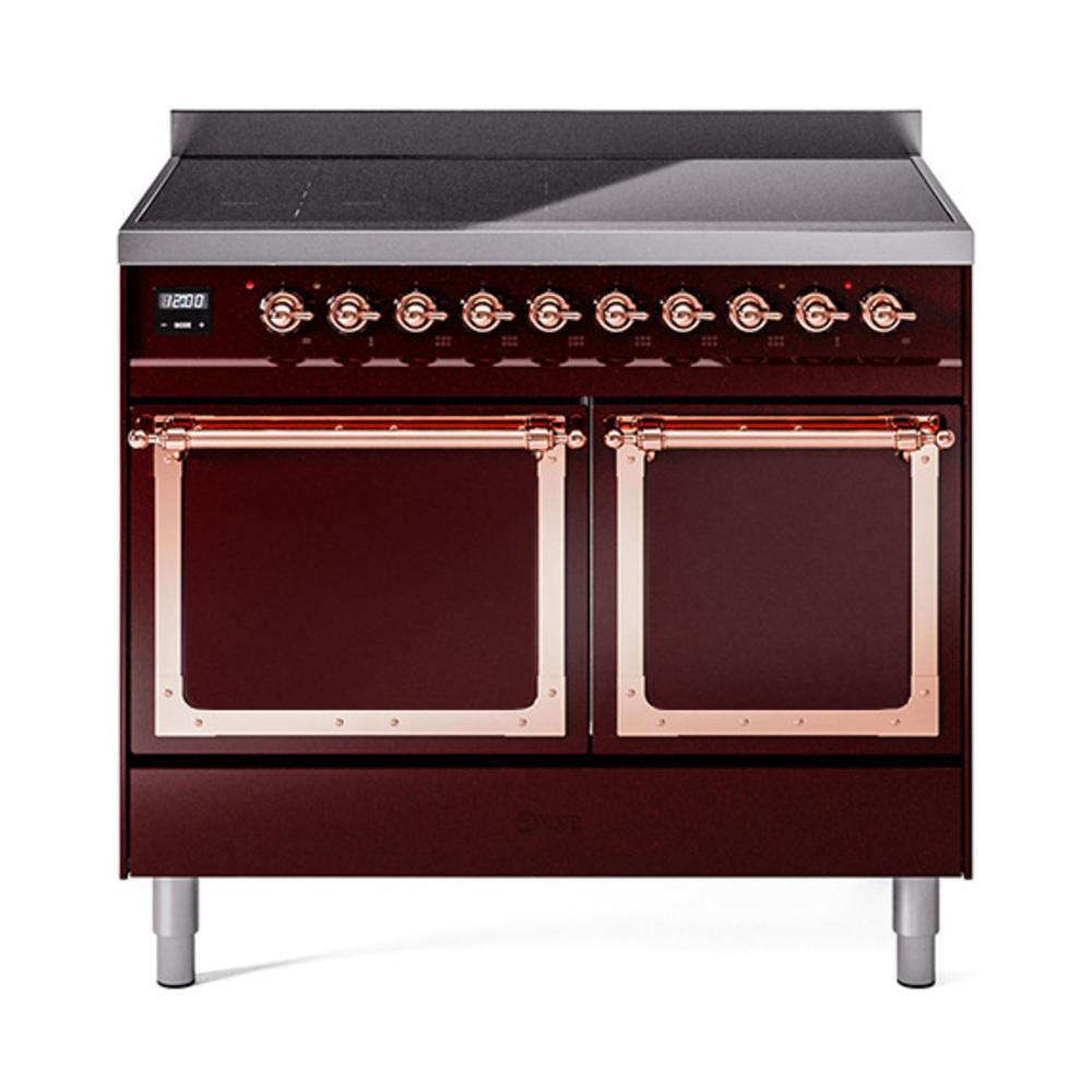 ILVE UNDI406QNMPBUP Nostalgie II Noblesse 40 inch Induction Range (Solid Door, Burgundy, Copper)