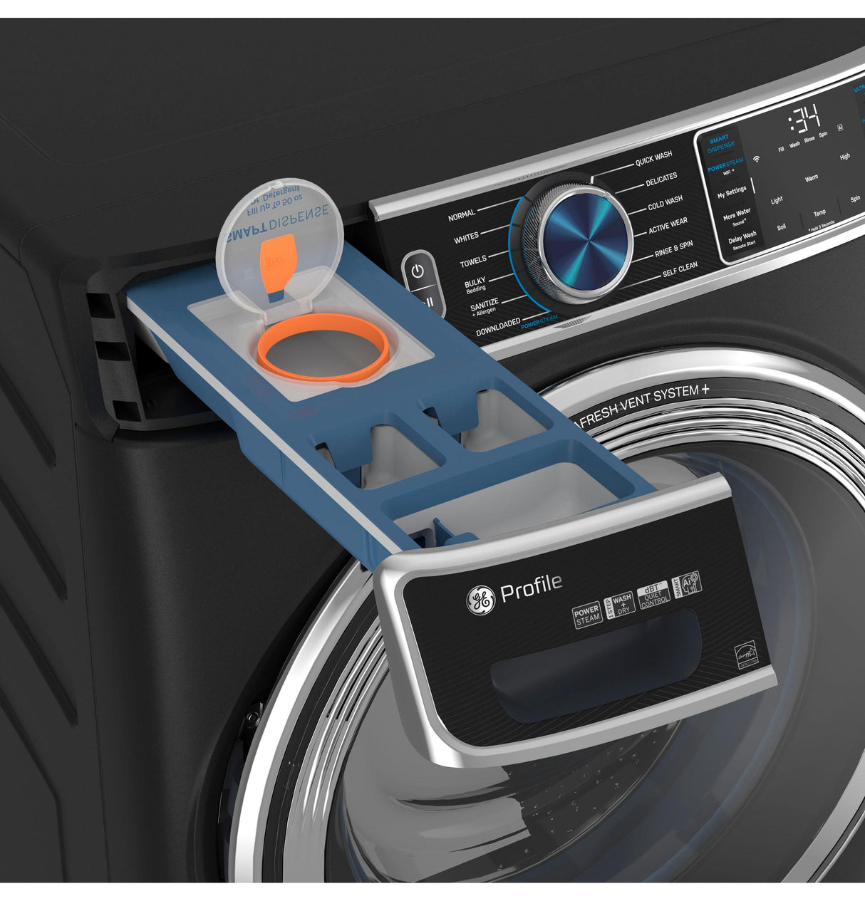 GE Profile™ 5.3 cu. ft. Capacity Smart Front Load ENERGY STAR® Steam Washer with Adaptive SmartDispense™ UltraFresh Vent System Plus™