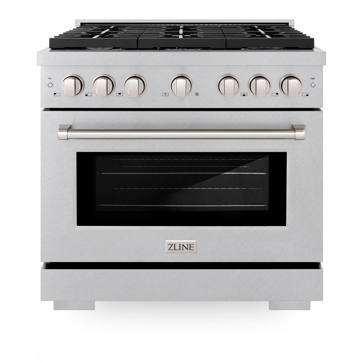 ZLINE 36 in. 5.2 cu. ft. Gas Range with Convection Gas Oven in DuraSnow' Stainless Steel with 6 Brass Burners (SGRS-BR-36)