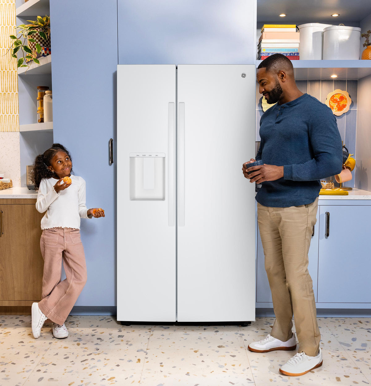 GE® 23.6 Cu. Ft. Counter-Depth Side-By-Side Refrigerator with Extra Tall Dispenser and In-Door Icemaker