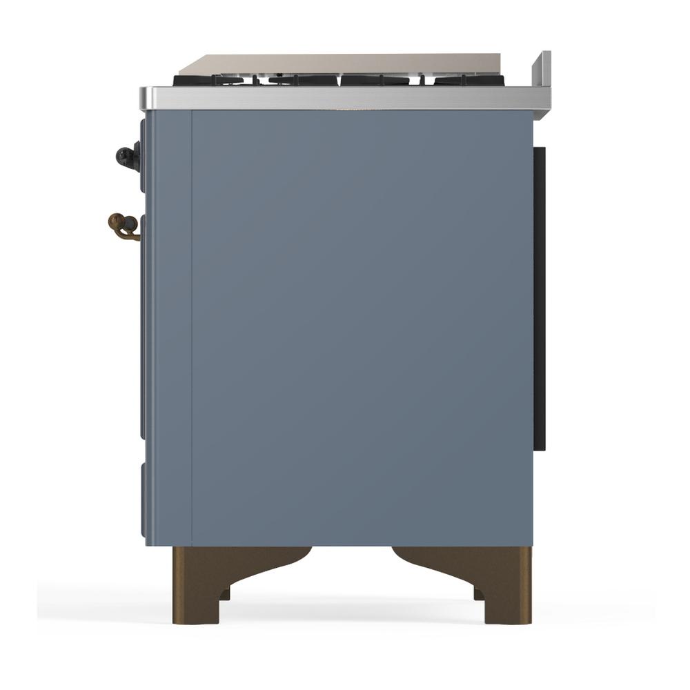 ILVE UMD40FQNR3BGB Majestic III 40 inch Dual Fuel Range with 6 Burners and Griddle, Dual Function Burner up to 25,000 BTU (Natural Gas, Solid Door, Blue Grey, Burnished)