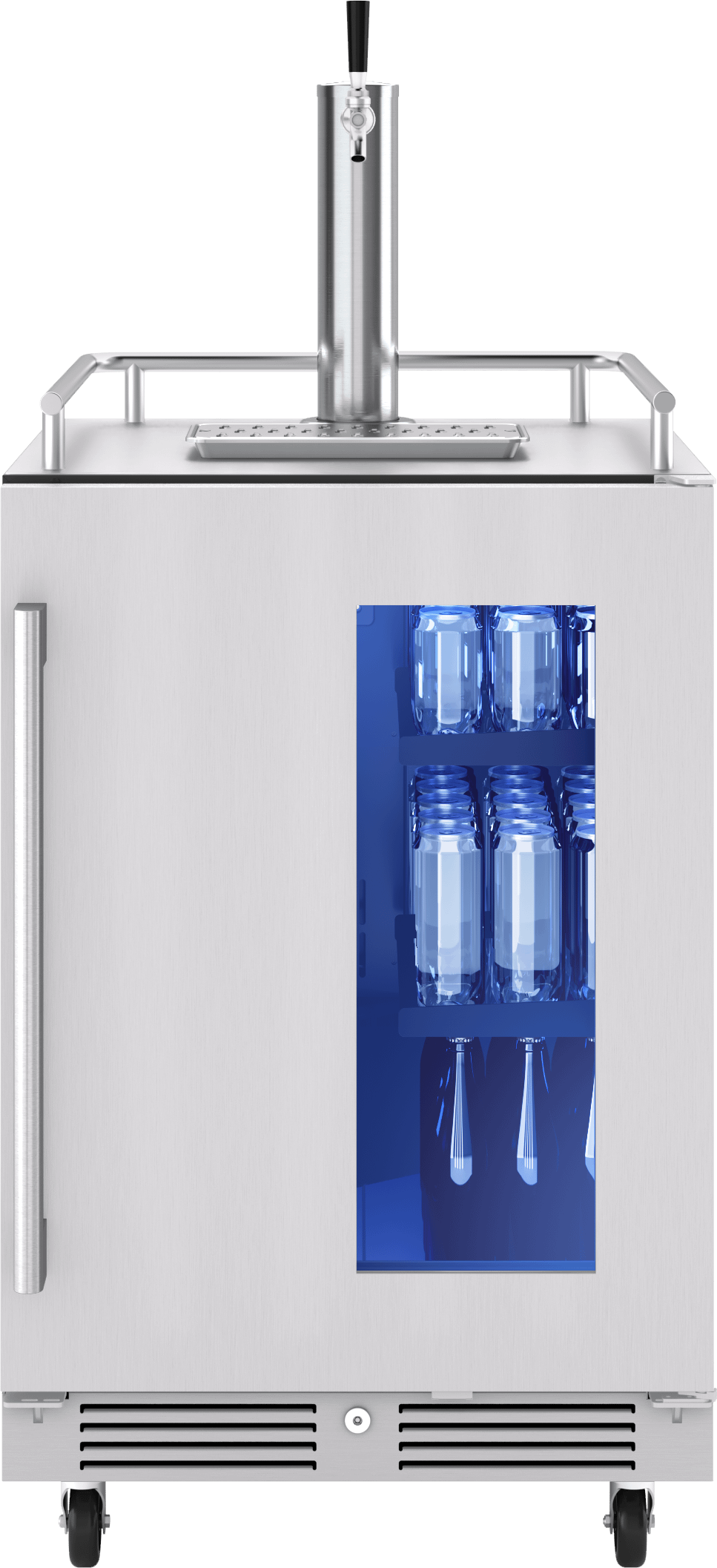 Presrv Kegerator & Beverage Cooler, 24in Under Cabinet, SS+Glass, Reverse Door, 1 Zone