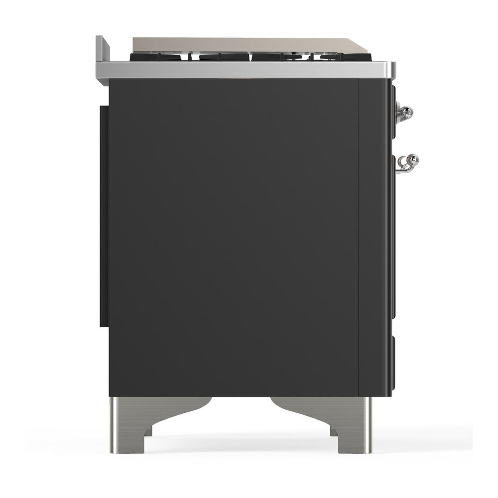 ILVE UM36FNR3MGC Majestic III 36 inch Dual Fuel Range with 6 Black Brass Burners and Griddle, Dual Function Burner up to 25,000 BTU (Triple Glass Door, Graphite Matte, Chrome, Natural Gas)