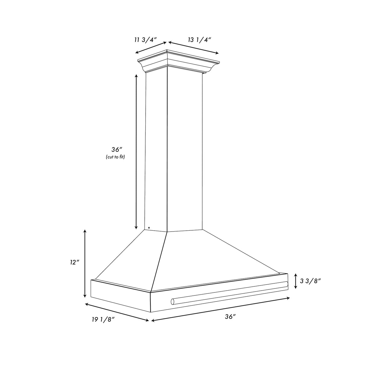 ZLINE 36 in. Autograph Edition Convertible Fingerprint Resistant DuraSnow' Stainless Steel Range Hood with Black Matte Shell and Champagne Bronze Handle (KB4SNZ-BLM36-CB)