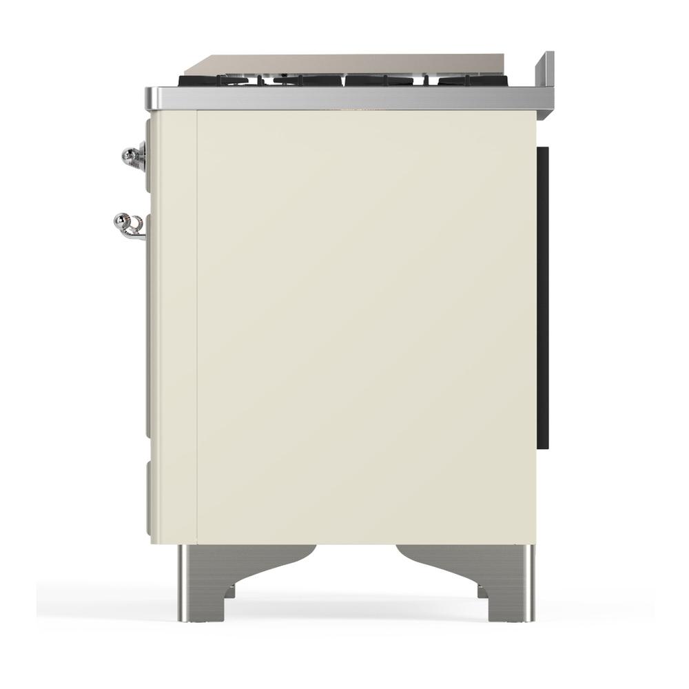 ILVE UMD40FNR3AWCLP Majestic III 40 inch Dual Fuel Range with 6 Burners and Griddle, Dual Function Burner up to 25,000 BTU (Liquid Propane, Triple Glass Door, Antique White, Chrome)