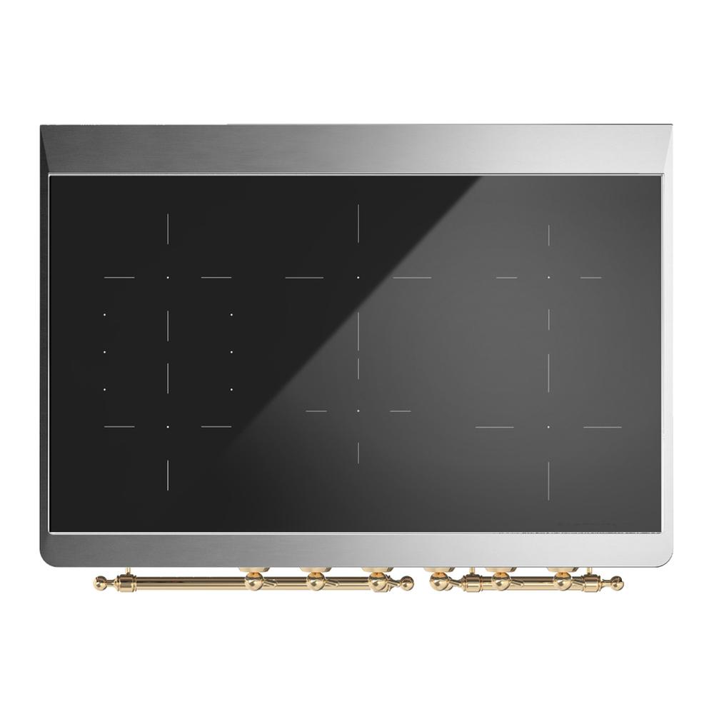 ILVE UMDIB40NR3BKG Majestic III 40 inch Induction Range with 6 Elements, 3.82 cu. ft. Total Oven Capacity (Triple Glass Door, Glossy Black, Brass)