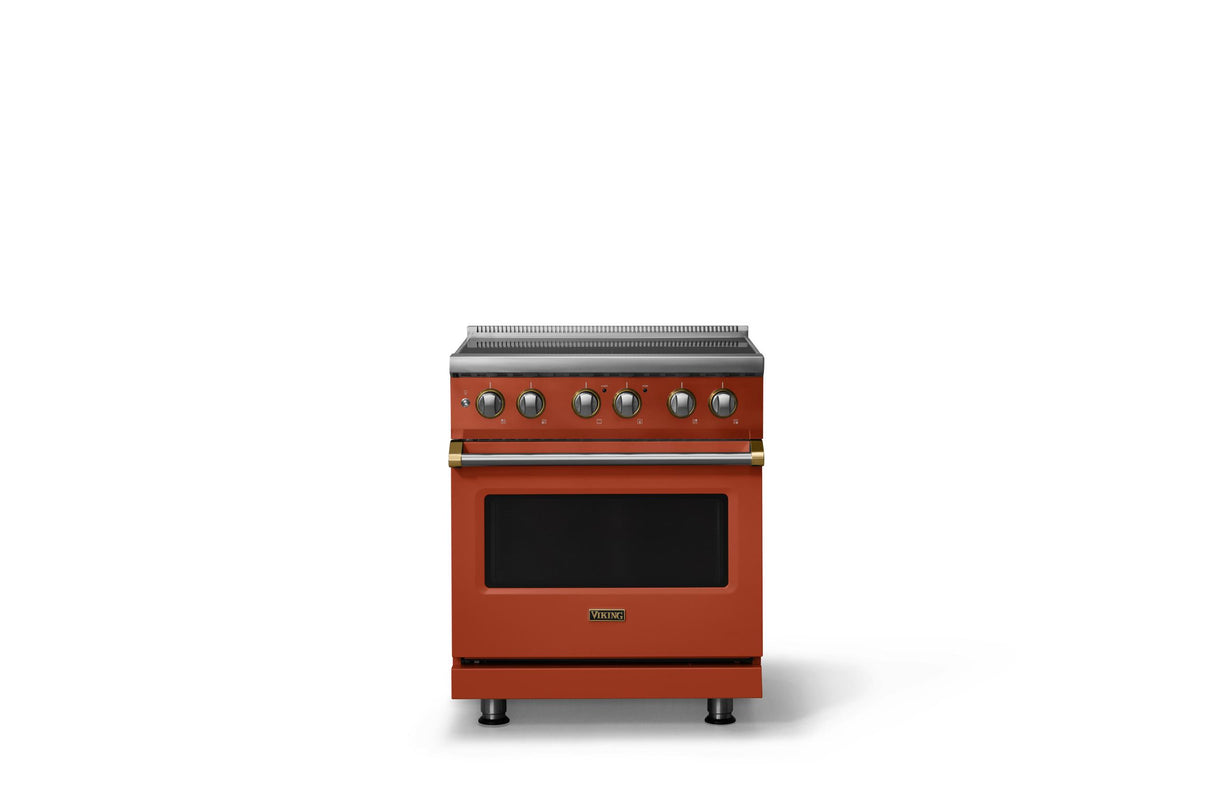 30"W. Induction Range (Finish: Spiced Cider, Trim: Brushed Brass)