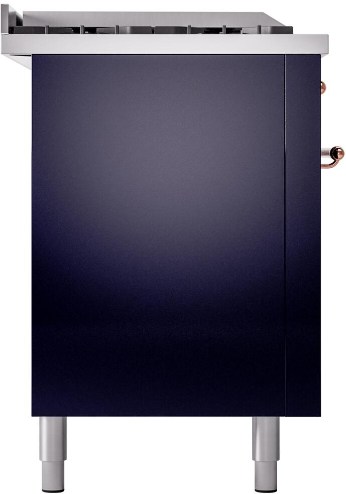 Nostalgie II 60 Inch Dual Fuel Liquid Propane Freestanding Range in Blue with Copper Trim