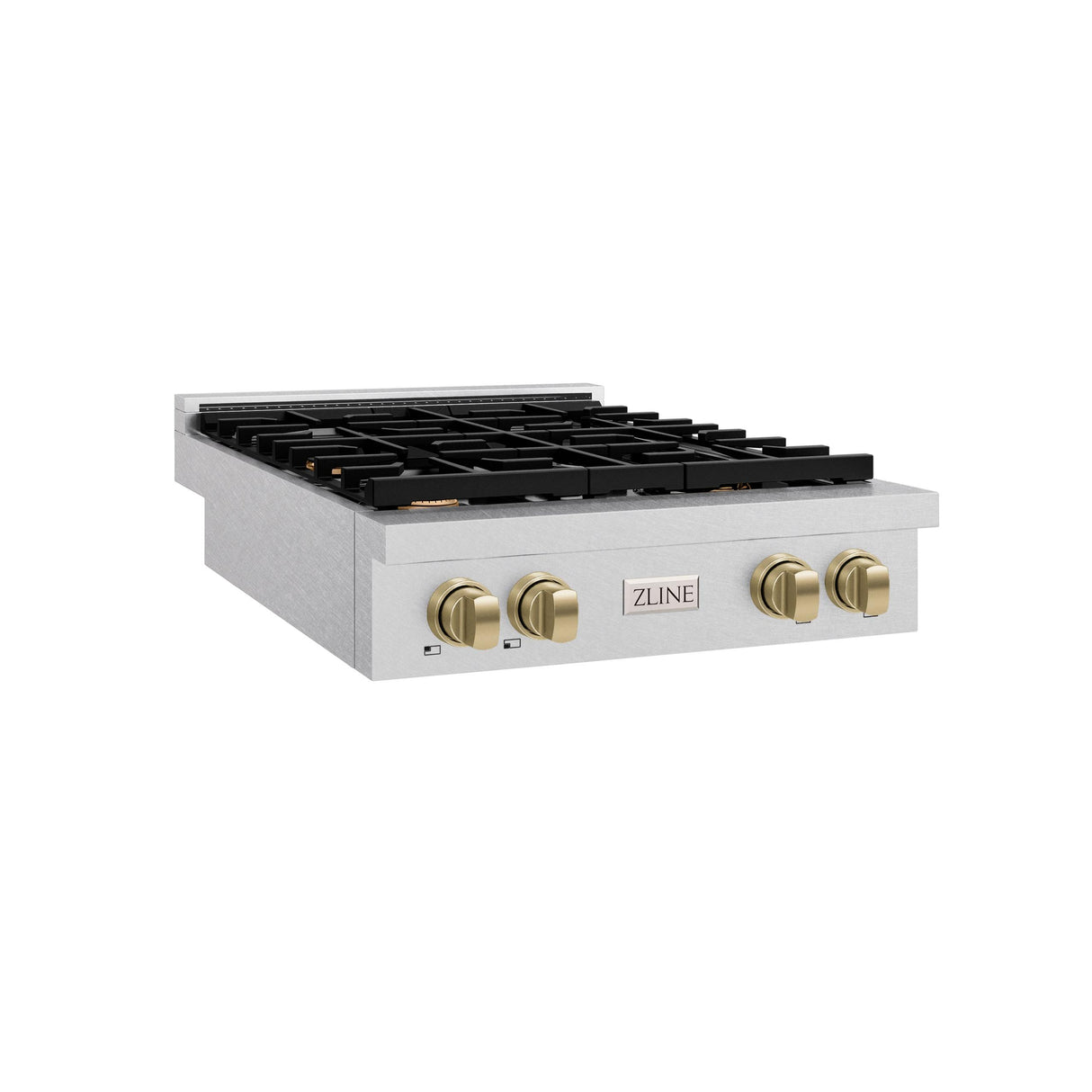 ZLINE 30 in. Autograph Edition Paramount Gas Rangetop with 4 Burners and Porcelain Cooktop in DuraSnow' Stainless Steel with Champagne Bronze Accents (SRTSZ-30-CB)