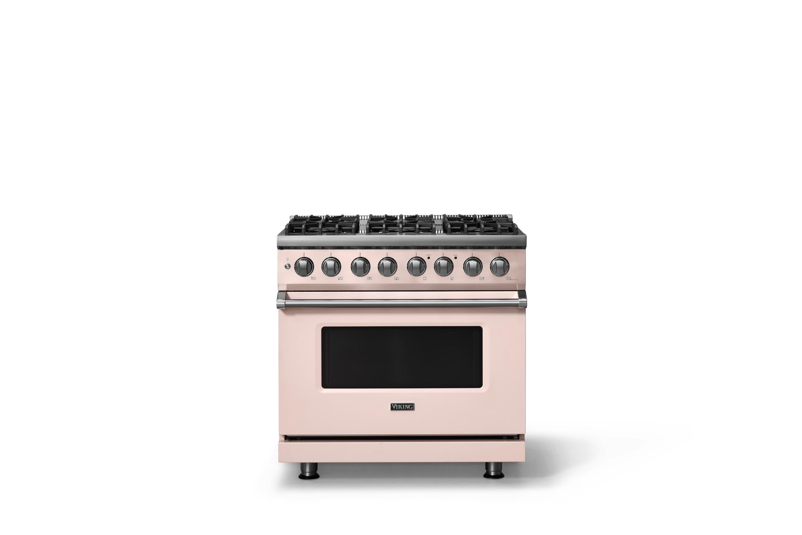 36"W. Dual Fuel Range (Burner: 6b, Finish: Blush, Trim: Polished Chrome, Fuel: Propane)