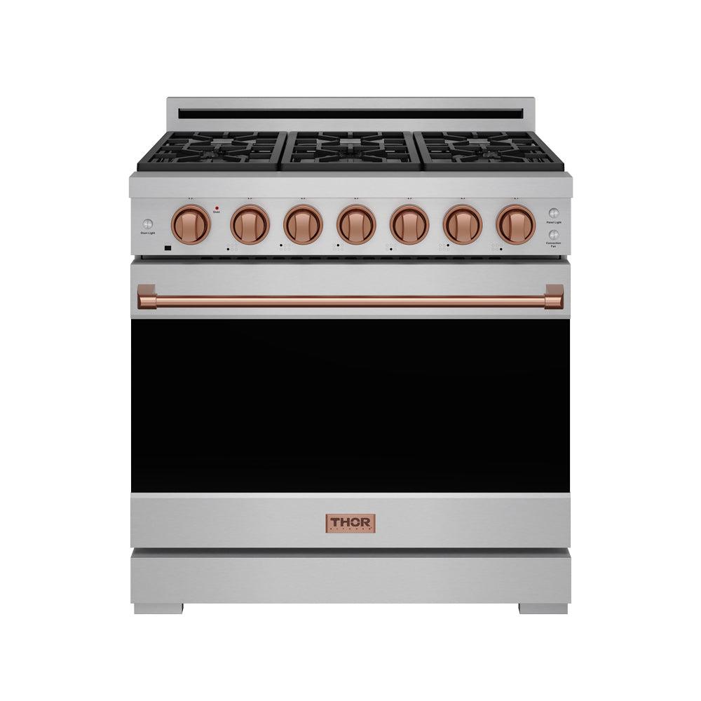 36 Inch Professional Gas Range With Precision Knob In Stainless Steel and Rose Gold Gordon Ramsay Series