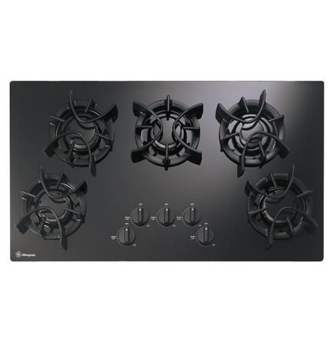 GE Monogram® 36" Black Updraft Cooktop with 5 Burners