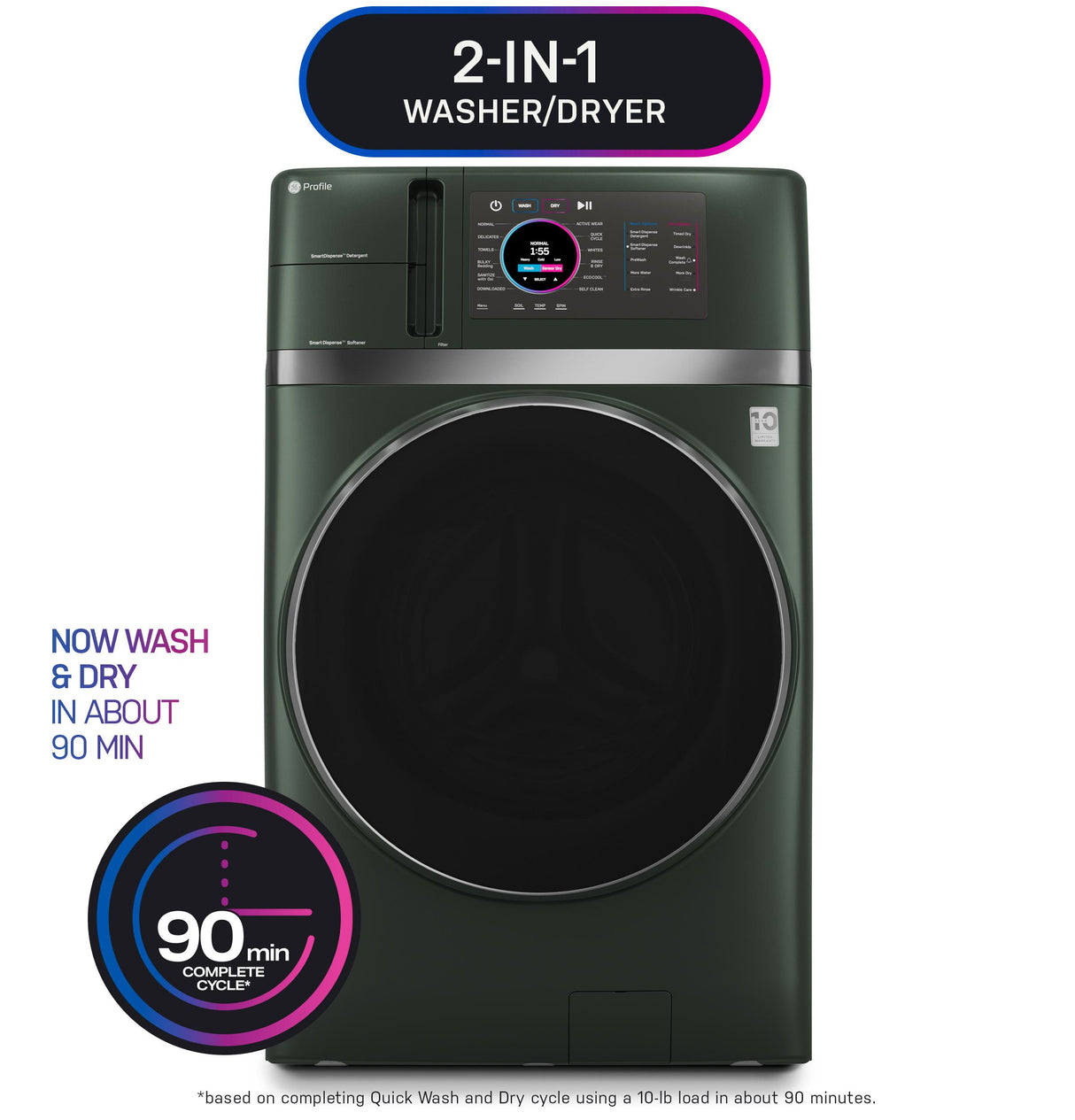 GE Profile™ ENERGY STAR® 4.8 cu. ft. Capacity UltraFast Combo with Ventless Inverter Heat Pump Technology Washer/Dryer