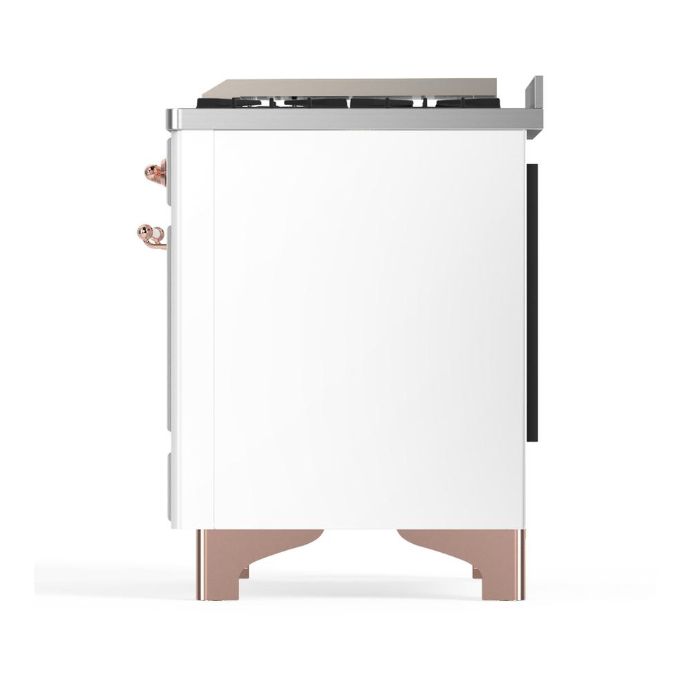 ILVE UMD40FNR3WHP Majestic III 40 inch Dual Fuel Range with 6 Burners and Griddle, Dual Function Burner up to 25,000 BTU (Natural Gas, Triple Glass Door, White, Copper)