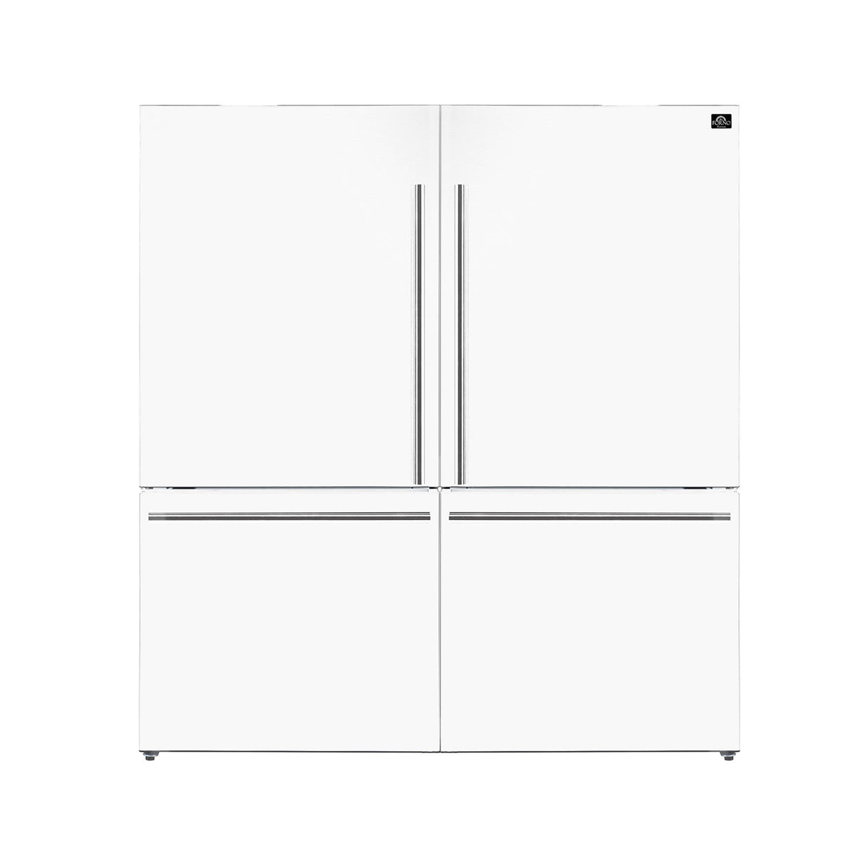 Forno Milano 2-Piece 62-Inch Freestanding Dual Bottom Freezer Refrigerator, White - 34.4 cu.ft, Touch Control, Ice Maker