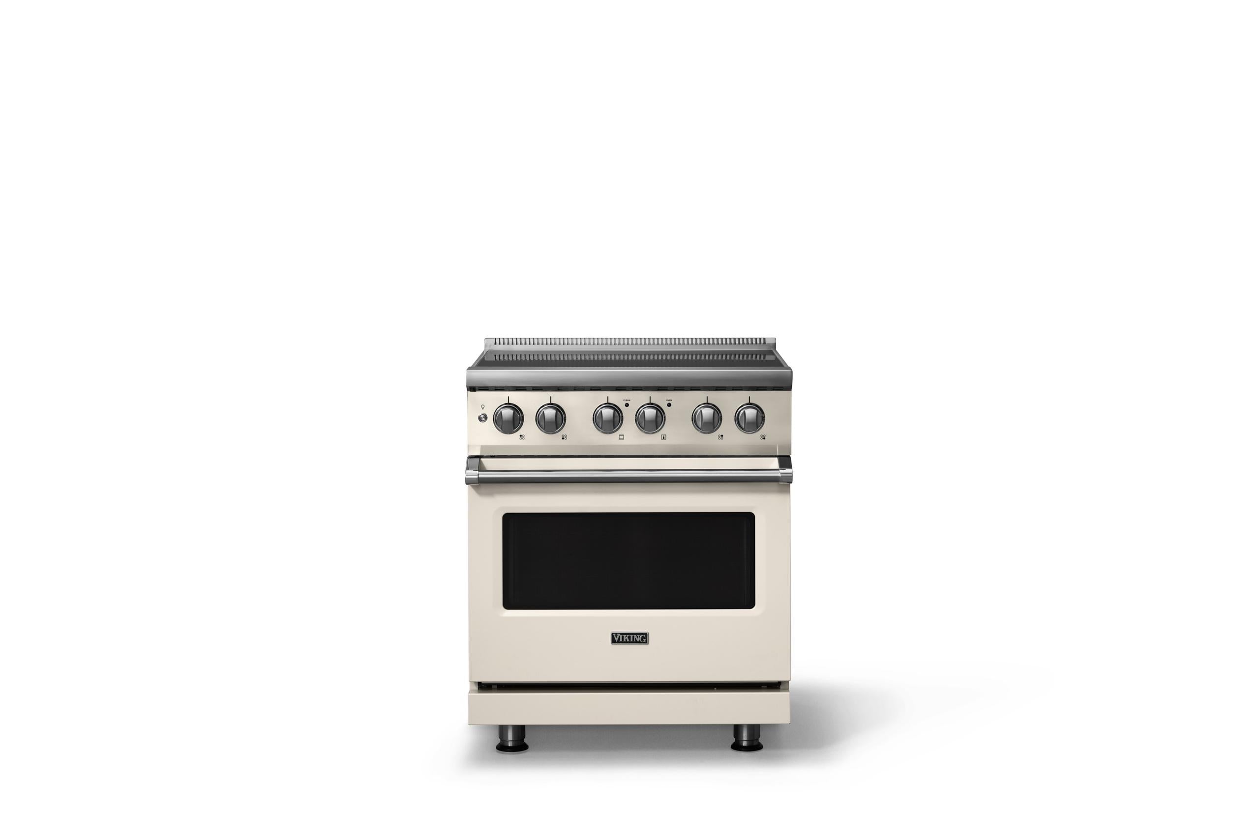 30"W. Induction Range (Finish: Pure White, Trim: Polished Chrome)