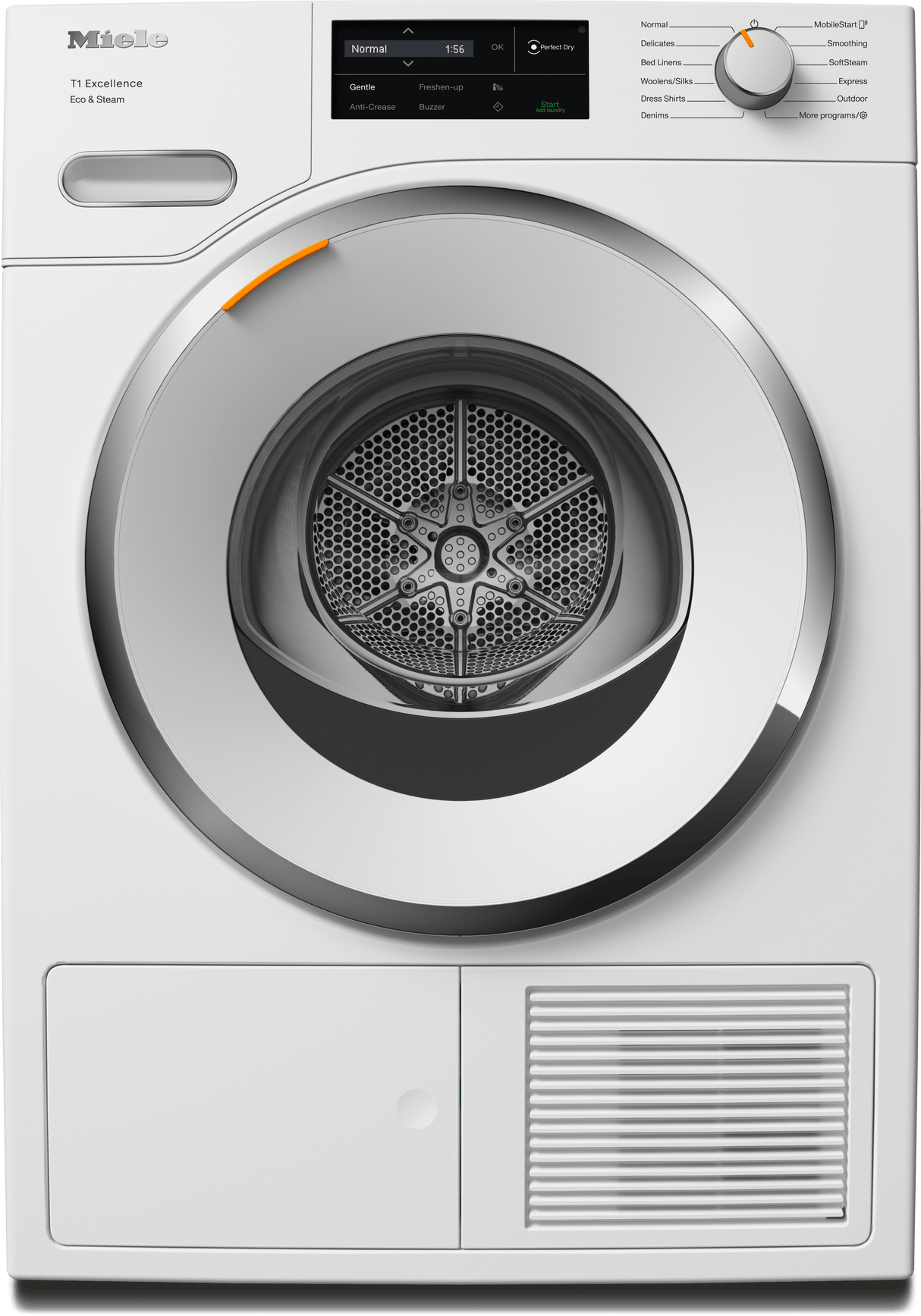 TXI680WP Eco & Steam Lotus white - T1 Heat-Pump Dryer: 18lb ComfortSensor SteamFinish Honeycomb drum FragranceDos Miele@home